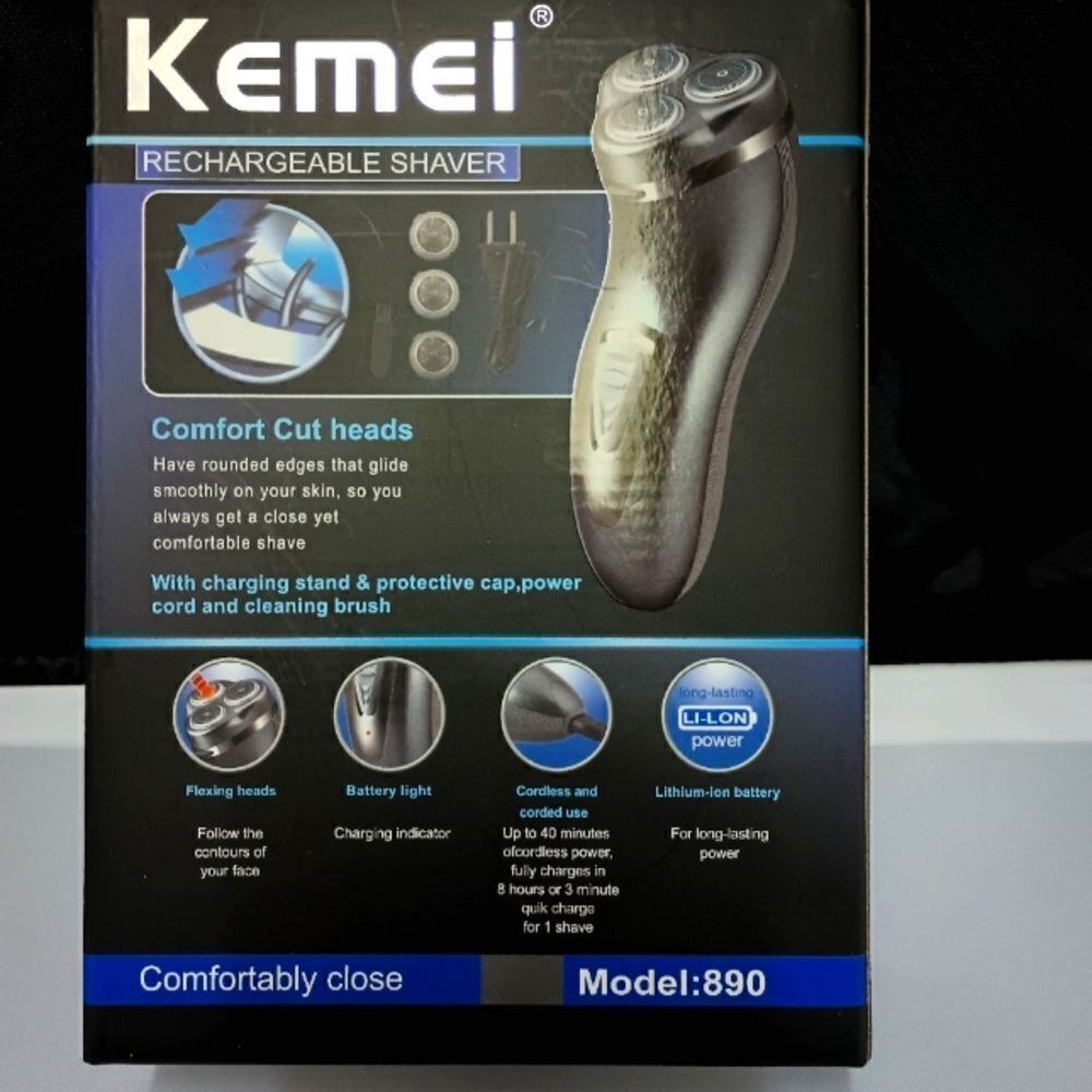 💯🔥KEMEI KM-890 3D Floating Head Rechargeable Electric Shaver Beard Trimmer🔥